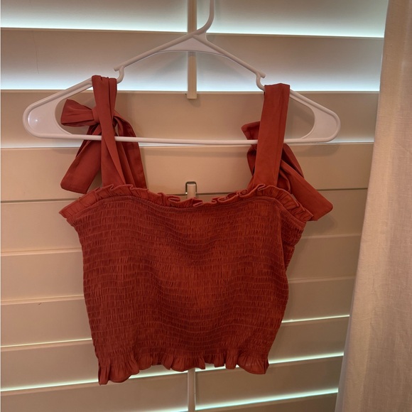 TCEC Rust Orange Colored Top with Silk ties - Picture 1 of 3